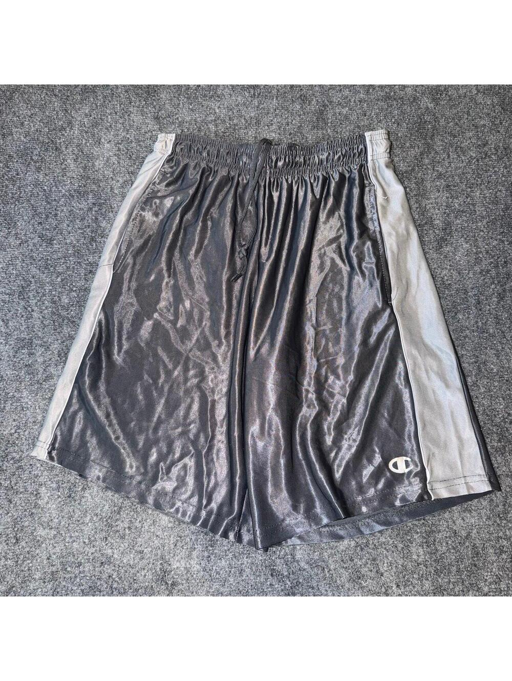 Champion Silky Grey Dazzle Baggy Hoop Athletic Shorts Mens SM Vtg y2k 90s Rare